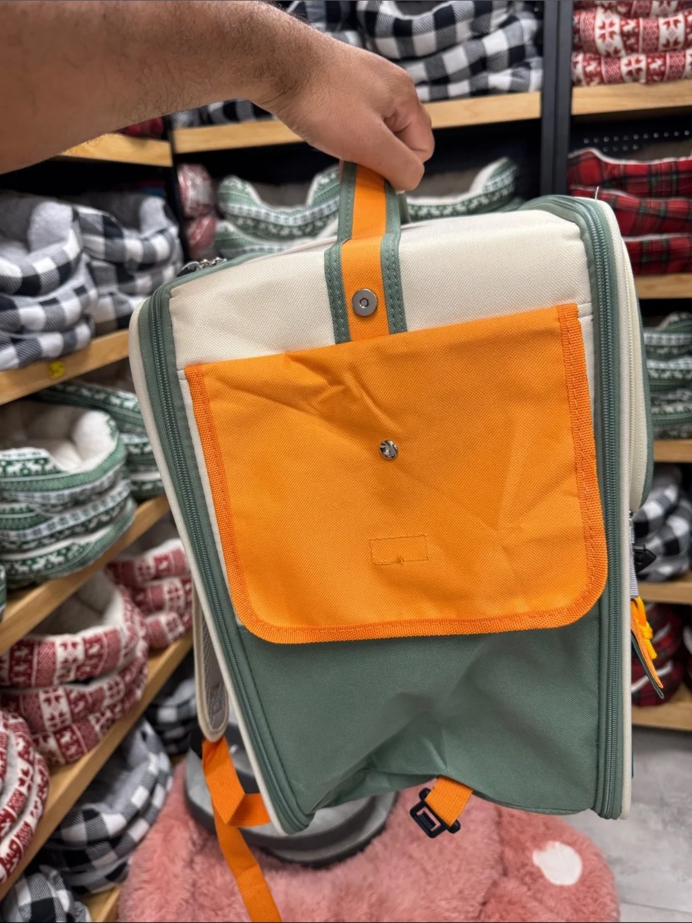 Pets Bag in Cream with Orange & Blue Accents